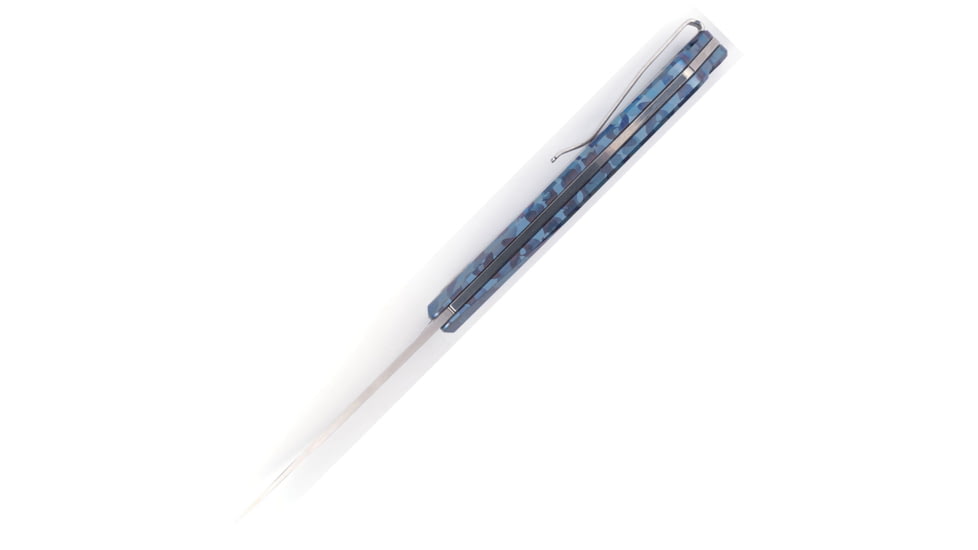 Real Steel Luna TC Folding Knife, 2.75in, N690 Steel, Titanium Handle, Blue Camo, 7001TC04B