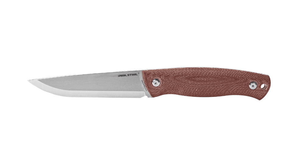 Real Steel Pathfinder Fixed Blade Knife, 4.57in, 14C28N Steel, Brown Micarta Handle, 3851B