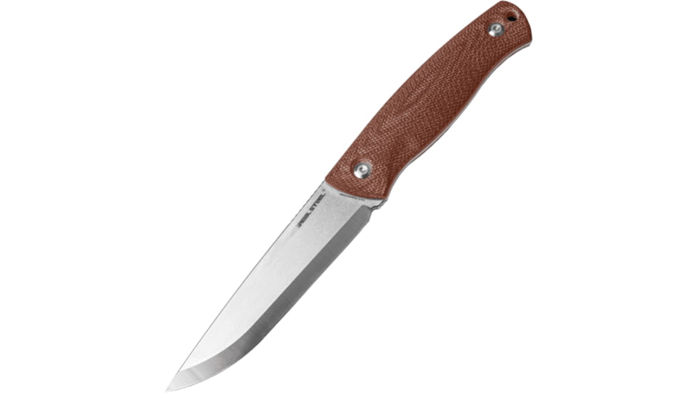 Real Steel Pathfinder Fixed Blade Knife, 4.57in, 14C28N Steel, Brown Micarta Handle, 3851B