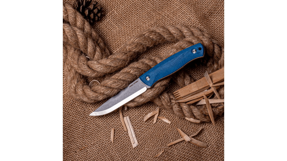 Real Steel Pathfinder Fixed Blade Knife, 4.57in, 14C28N Steel, Denim Micarta Handle, 3851D