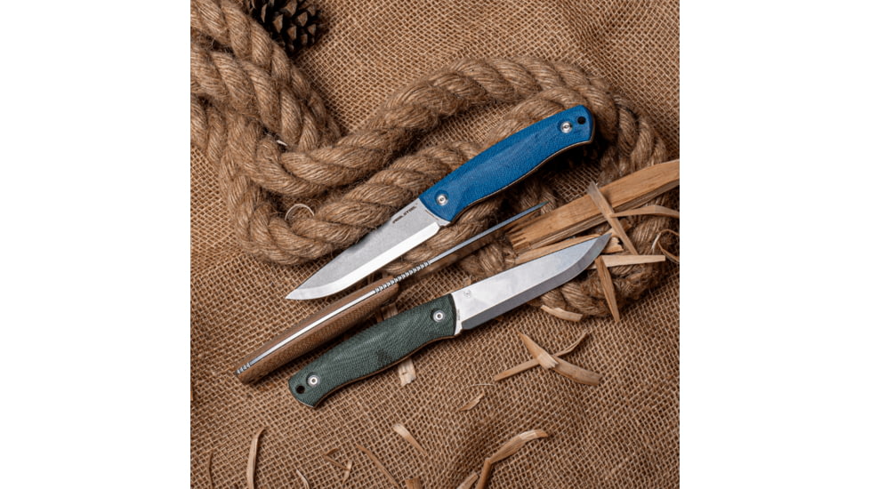 Real Steel Pathfinder Fixed Blade Knife, 4.57in, 14C28N Steel, Denim Micarta Handle, 3851D
