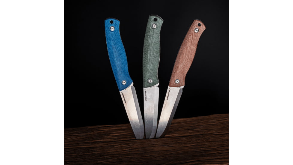 Real Steel Pathfinder Fixed Blade Knife, 4.57in, 14C28N Steel, Denim Micarta Handle, 3851D