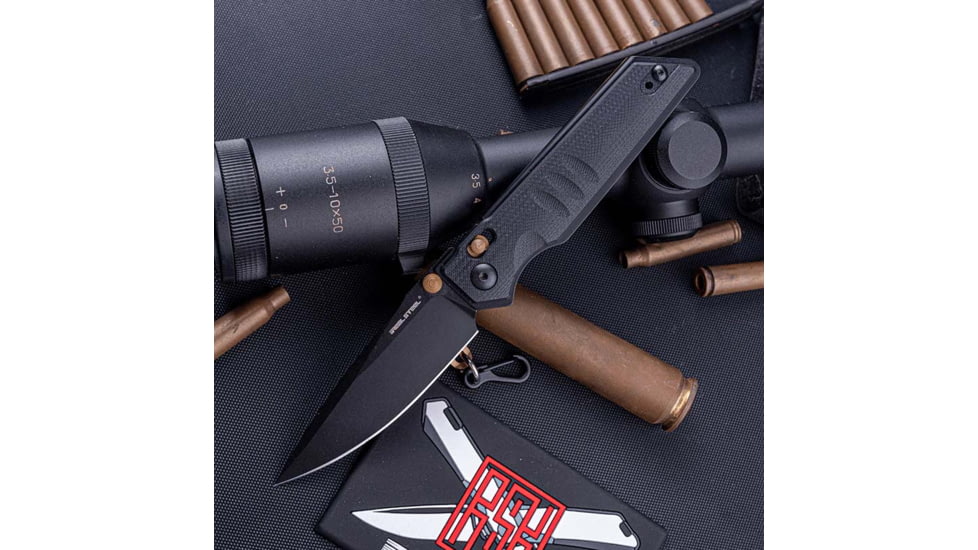 Real Steel Sacra Blackout Folding Knife, 4.13in Closed, 3.13in Black Stonewash Bohler K110 SS Blade, Black G10 Handle, 7711BB