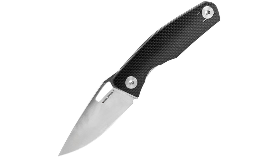 Real Steel Terra Linerlock Folding Knife, 3.5in Satin 14C28N Sandvik SS Blade, Carbon Fiber Handle, Thumb Pull, Pocket Clip, 7454