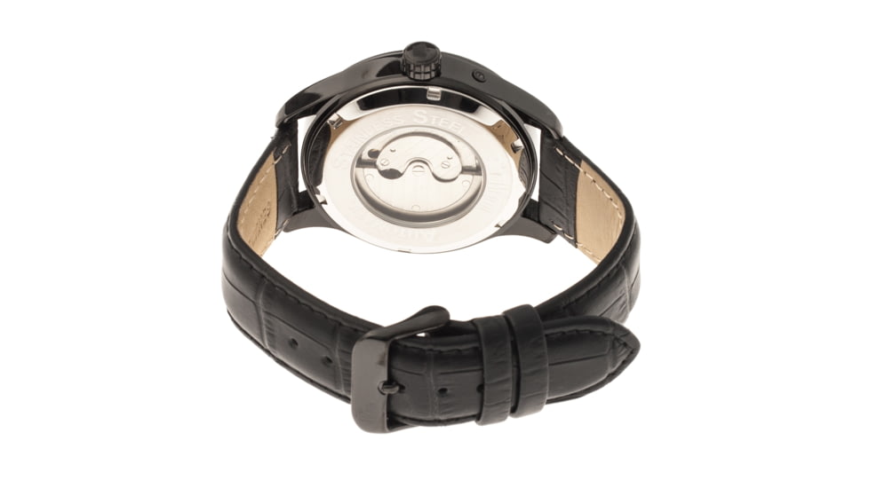 Bhutan Genuine Leather Mens Watch,Grey/Blue Dial,Grey Case,Black