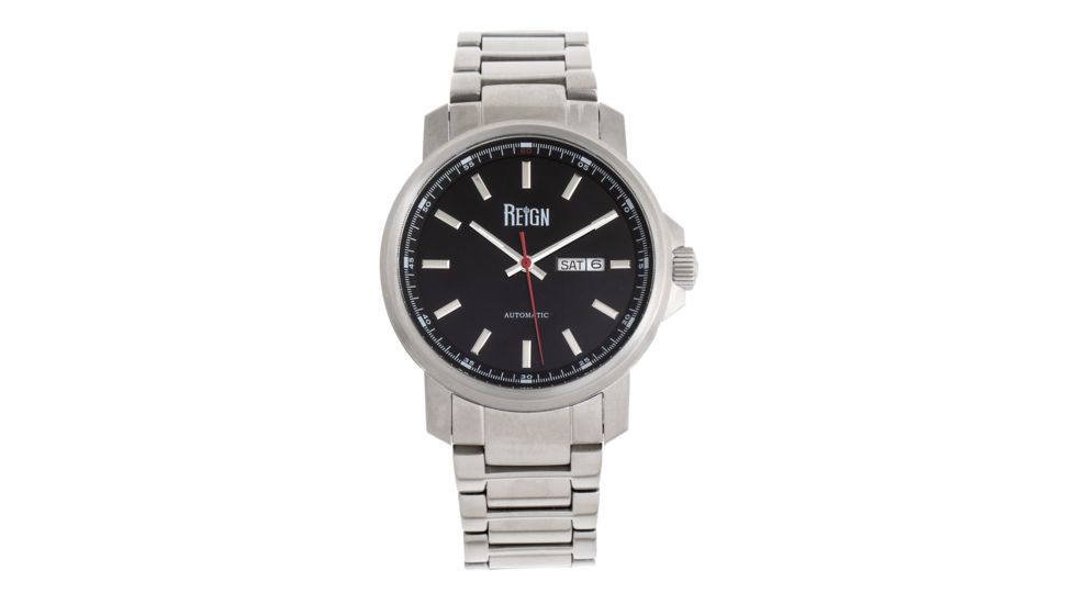 Reign Helios Automatic Bracelet Watch w/Day/Date, Silver/Black, One Size, REIRN5702