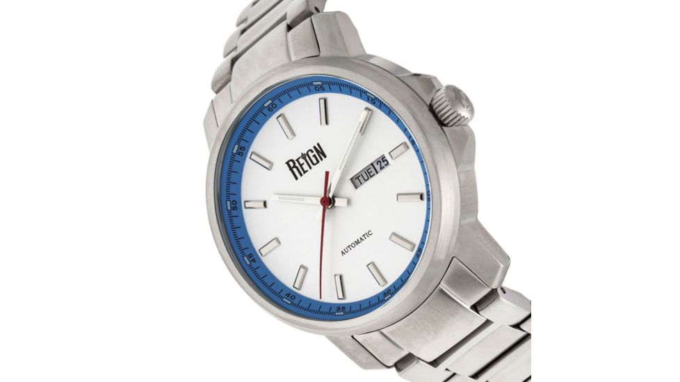 Reign Helios Automatic Bracelet Watch w/Day/Date, Silver/White, One Size, REIRN5701
