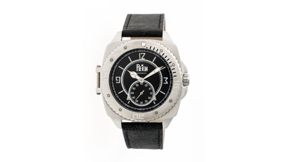 Reign RN1701 Churchill Mens Watch, Black Band, Black Face, Silver Case REIRN1701