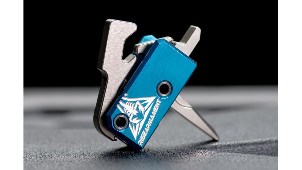 OpticsPlanet Exclusive RISE Armament RA-240 Enhanced Rifle Trigger, Straight, 3.5lb Pull, Blue/Silver, RA-242-ERT
