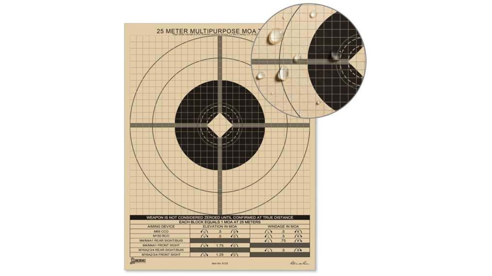 Rite in the Rain 25 Meter Zeroing Target - True-moa, Multipurpose, 9129