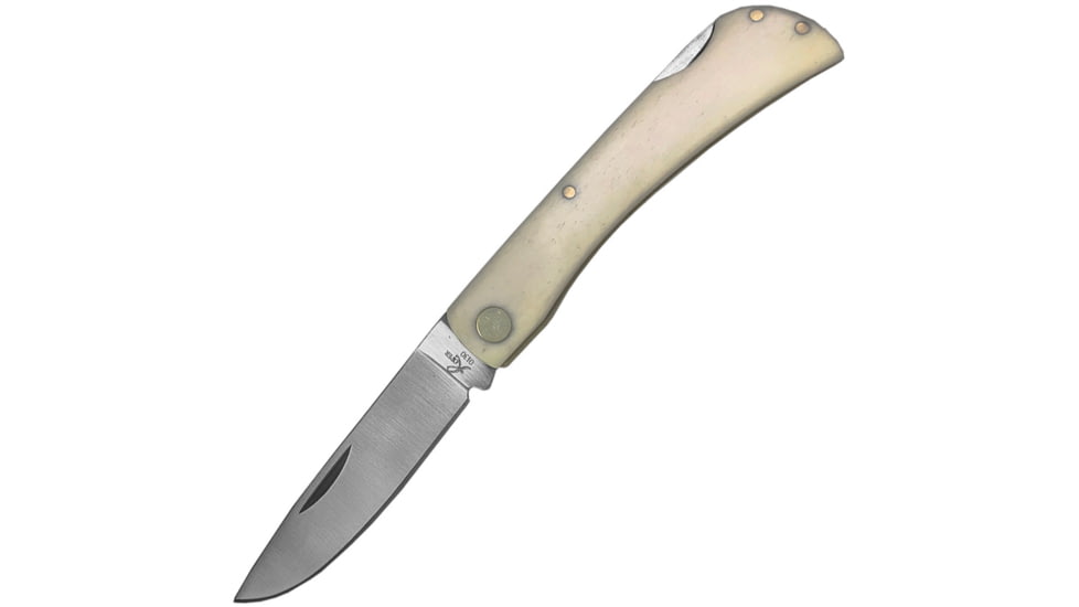 Roper Knives Mini Work Knife White, Satin finish 1065 carbon steel blade, White smooth bone handle, RP0032WB