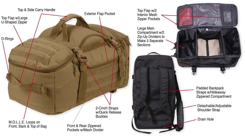 Rothco 3-In-1 Convertible Mission Bag, Coyote Brown, 23501-CoyoteBrown