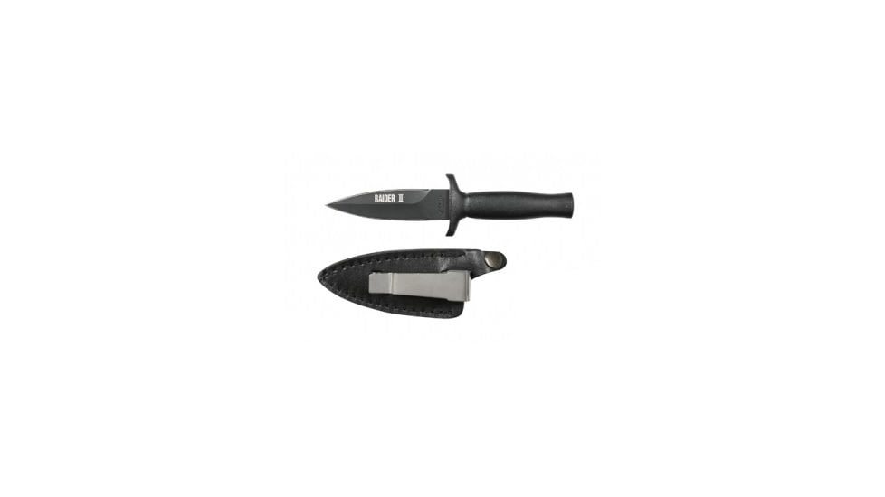Rothco Black Raider II Boot Knife, 3in Stainless Steel Dagger Blade, 6.5in Overall Length, Black, 3139
