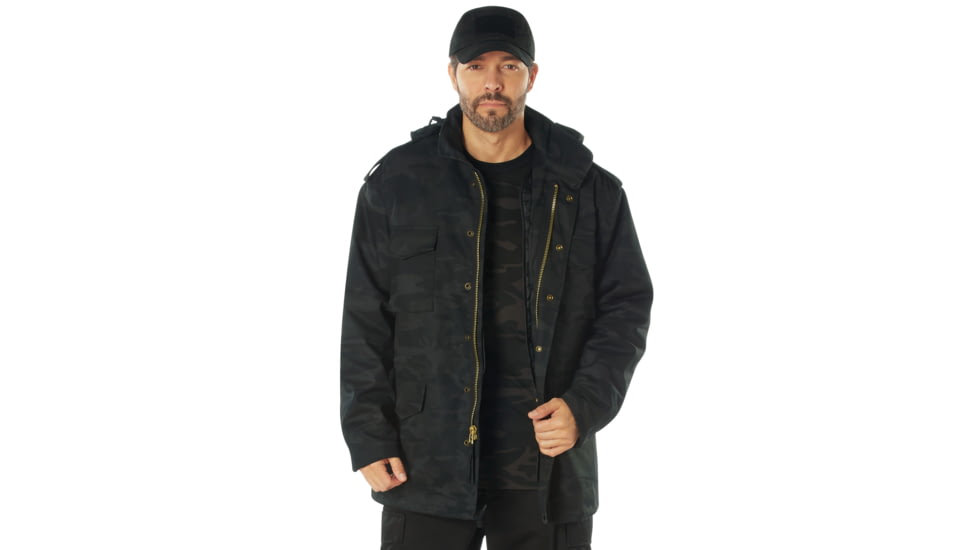 Rothco Camo M-65 Field Jacket, XL, Midnight Black Camo, 12072-MidnightBlackCamo-XL