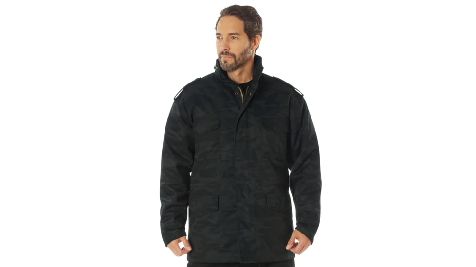 Rothco Camo M-65 Field Jacket, XL, Midnight Black Camo, 12072-MidnightBlackCamo-XL
