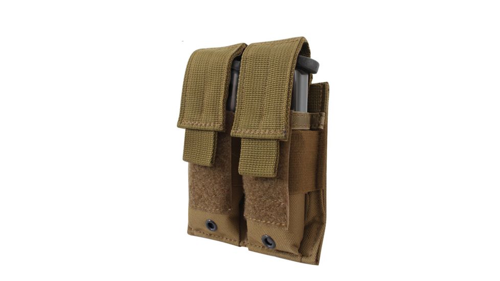 Rothco Double Pistol Mag Pouch - Molle, Coyote Brown, 51002-CoyoteBrown
