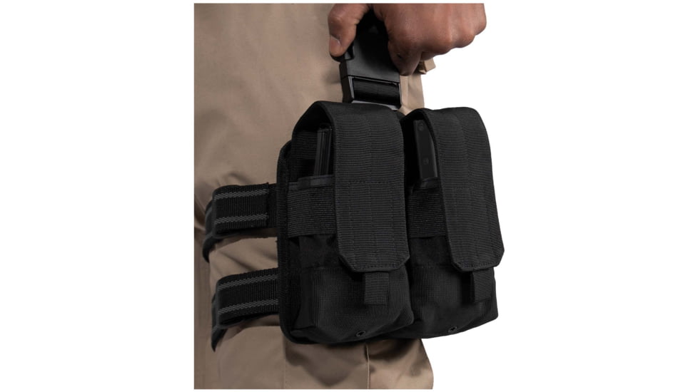 Rothco Drop Leg Double Mag Pouch, Black, 10790-Black