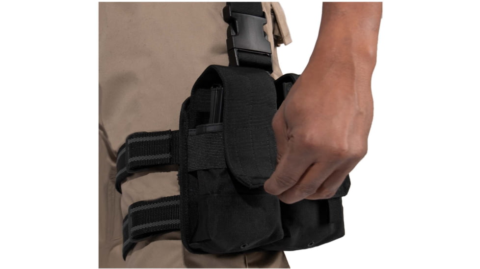 Rothco Drop Leg Double Mag Pouch, Black, 10790-Black