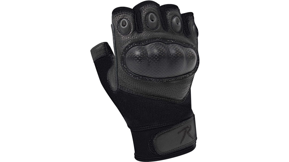Rothco Fingerless Cut and Fire Resistant Carbon Hard Knuckle Gloves, Black, Small, 28081-S