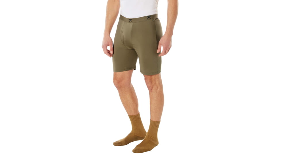 Rothco Long Length Moisture Wicking Performance Boxer Shorts, Coyote Brown, Small, 613902037809