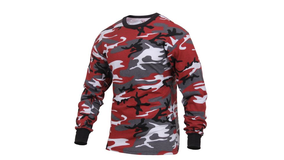 Rothco Long Sleeve Colored Camo T-Shirt, Red Camo, Small, 3173-RedCamo-S