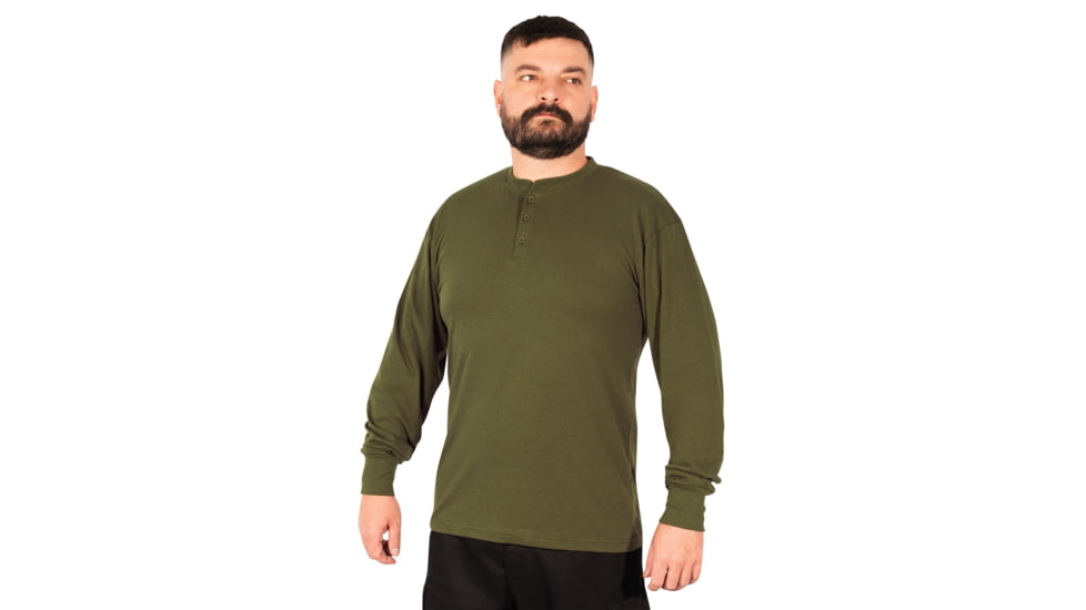Rothco Long Sleeve Henley T-Shirt - Men's, Olive Drab, Small, 21025-OliveDrab-S