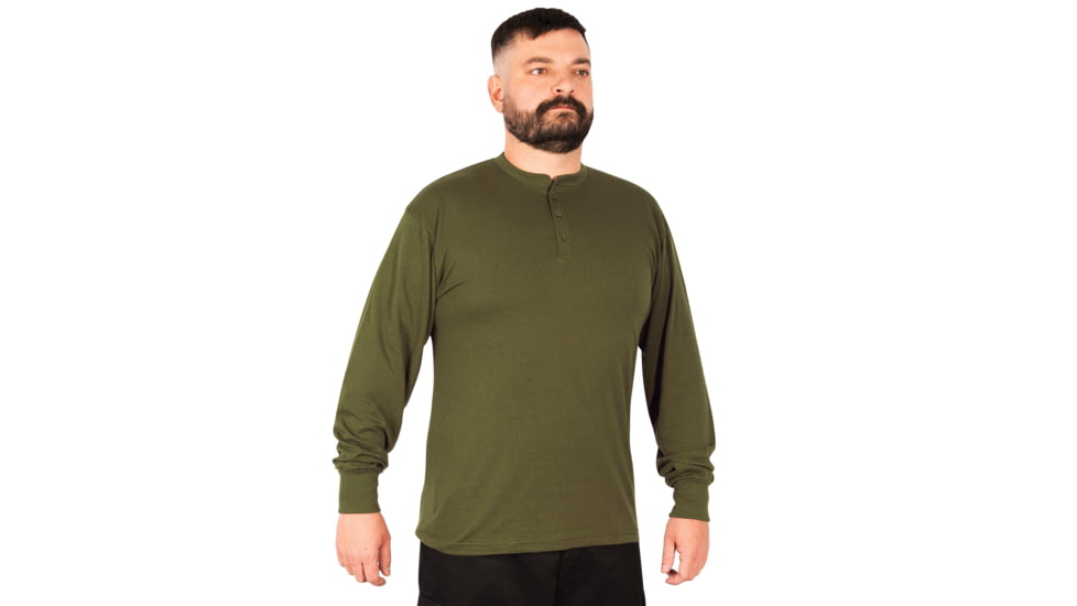 Rothco Long Sleeve Henley T-Shirt - Mens, Olive Drab, Small, 21025-OliveDrab-S