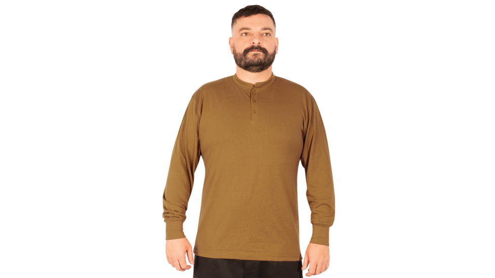 Rothco Long Sleeve Henley T-Shirt - Mens, Work Brown, 3XL, 21032-WorkBrown-3XL