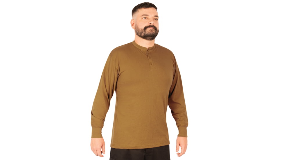 Rothco Long Sleeve Henley T-Shirt - Mens, Work Brown, 3XL, 21032-WorkBrown-3XL