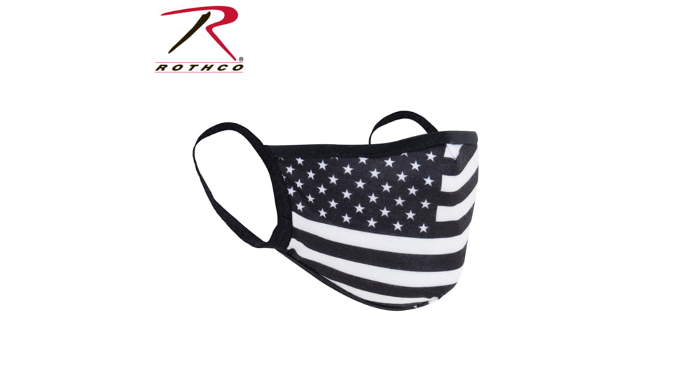 Rothco American Flag Reusable 3-Layer Face Mask, Polyester, Small/Medium, White, 11281-White-SM