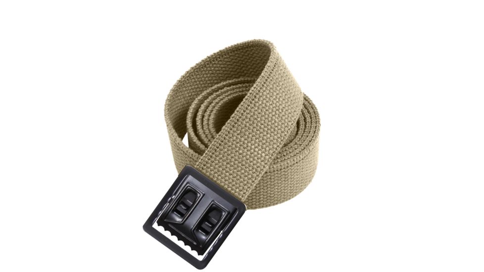 Rothco Military Web Belts w/ Open Face Buckle, Black, Khaki, 44, 4290-Black-Khaki-44Inches