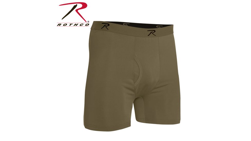 Rothco Moisture Wicking Performance Boxer Shorts - Mens, Antimicrobial, Anti-Odor, AR 670-1 Coyote Brown, Small 3826-S