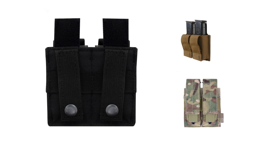 Rothco Molle Double Pistol Mag Pouch With Insert, Black, Coyote Brown, MultiCam