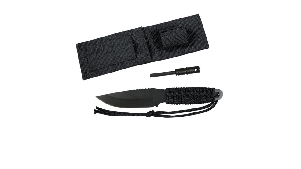 Rothco Paracord Knife With Fire Starter, Black, 3675-Black