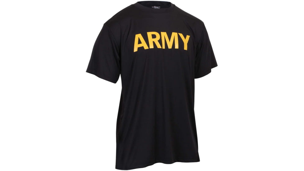 Rothco Physical Training Shirt, Black/Gold, S, 46020-Sm