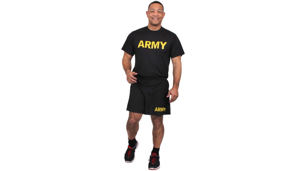 Rothco Physical Training Shirt, Black/Gold, S, 46020-Sm