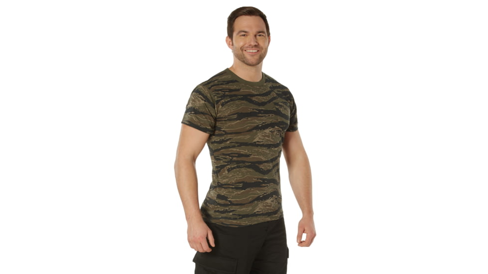 Rothco Pocket T-Shirt Collection Available In Cotton/Poly and Moisture Wicking Poly, Tiger Stripe Camo, 3XL, Moisture Wicking, 56962-TigerStripeCamo-MoistureWicking-3XL