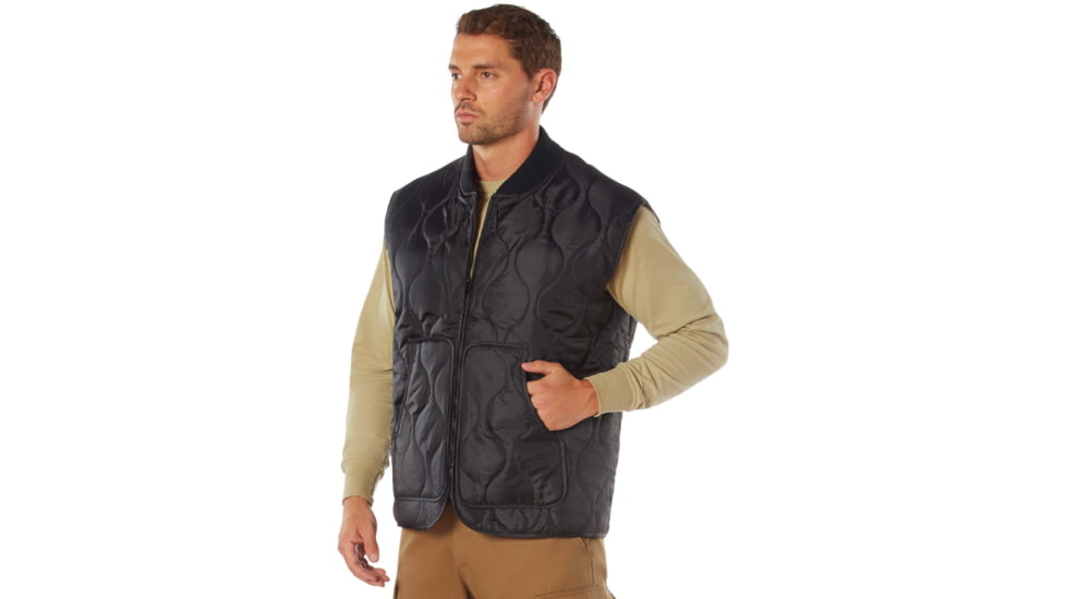 Rothco Quilted Woobie Vest - Mens, Black, Small, 10434-Black-S