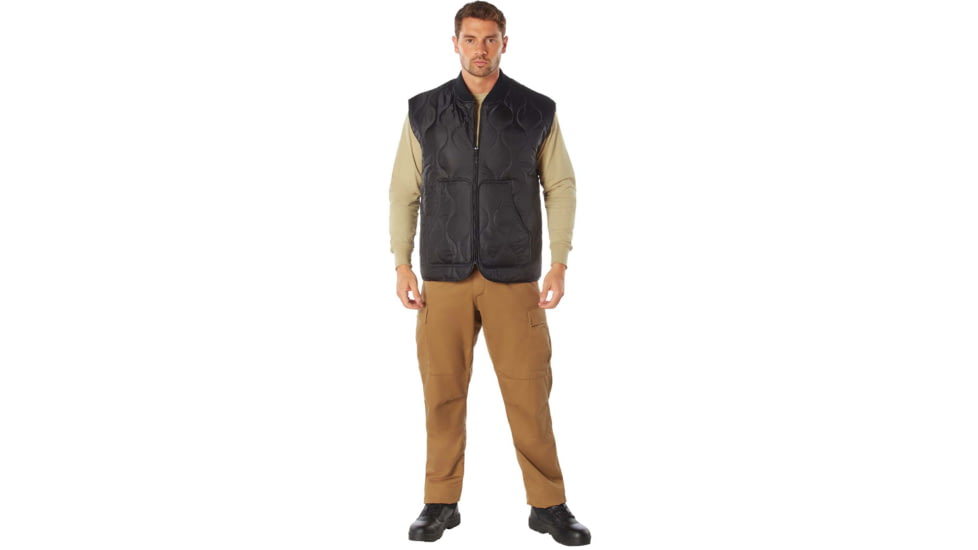 Rothco Quilted Woobie Vest - Mens, Black, Small, 10434-Black-S
