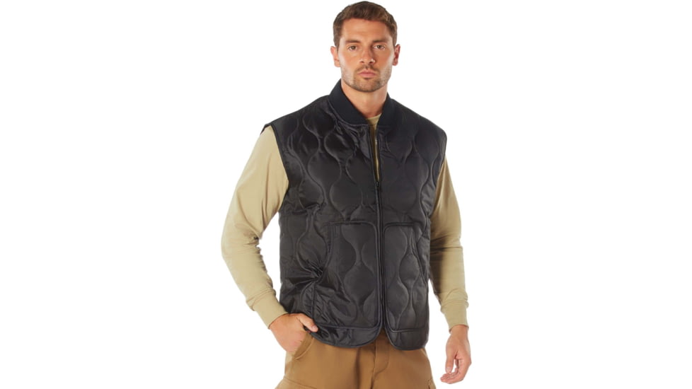 Rothco Quilted Woobie Vest - Mens, Black, Small, 10434-Black-S
