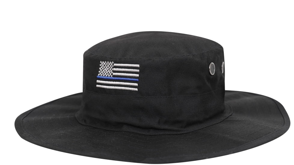 Rothco Thin Blue Line Adjustable Boonie Hat, Black, One Size, 5917