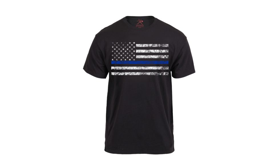 Rothco Thin Blue Line T-Shirt, Black, 4XL, 61553-Black-4XL