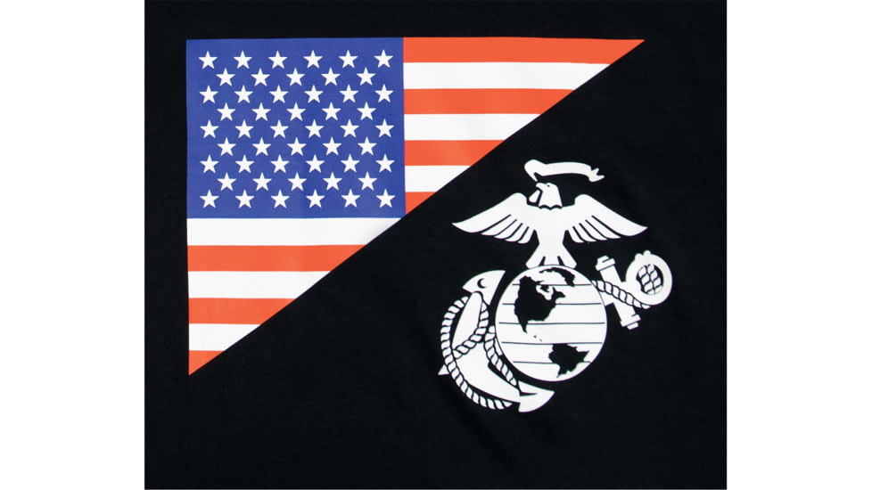 Rothco US Flag / USMC Eagle, Globe, & Anchor T Shirt, Black, Extra Large, 54285-Black-XL
