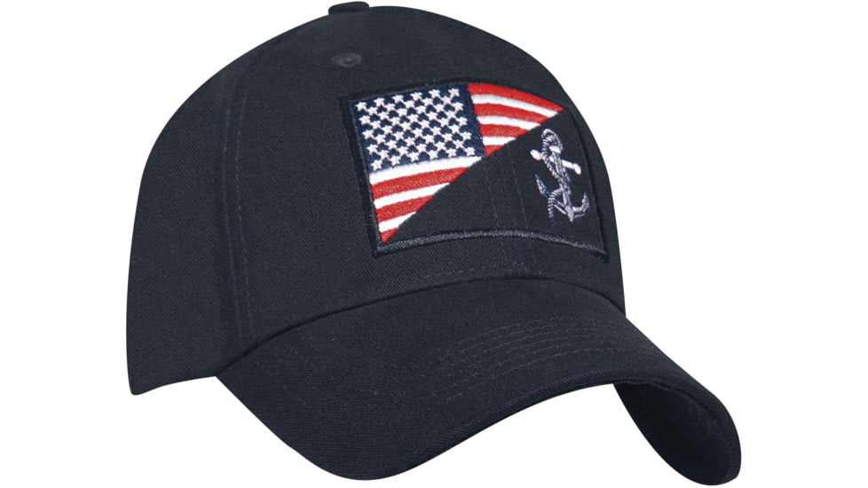 Rothco US Navy Anchor/Flag Low Profile Cap, Navy Blue, 10169-NavyBlue