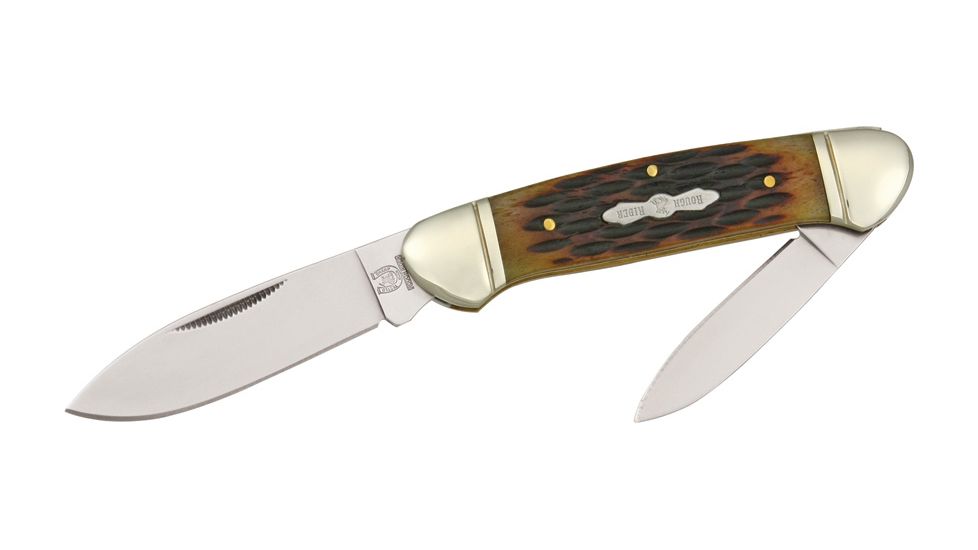 Rough Rider Canoe Fold Knife, SS spear and pen blade, jigged bone handle RR048