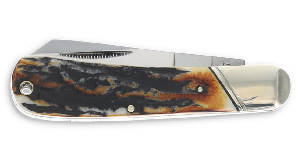 Rough Rider Cotton Sampler Folding Knife, 3 in, Carbon Steel, Wide Belly Blade, Cinnamon Stag Bone, KB146H