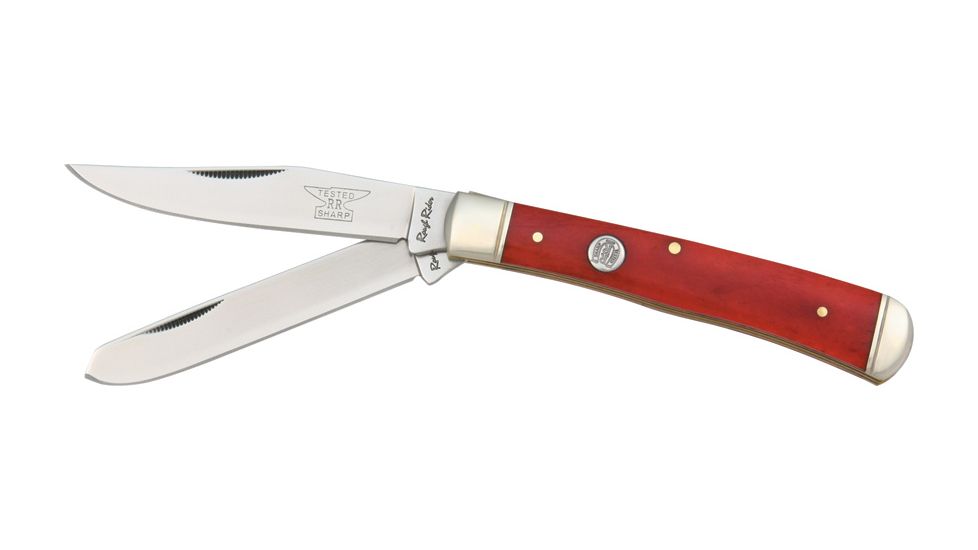 Rough Rider Trapper Fold Knife, Red Smooth Bone Handle RR431