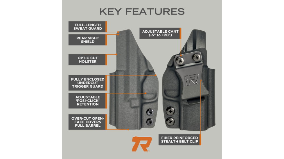 Rounded IWB Kydex Holster for Kel-Tec P17, Right Hand, Black, KTC-P17-BK-RH-VAR-RMR
