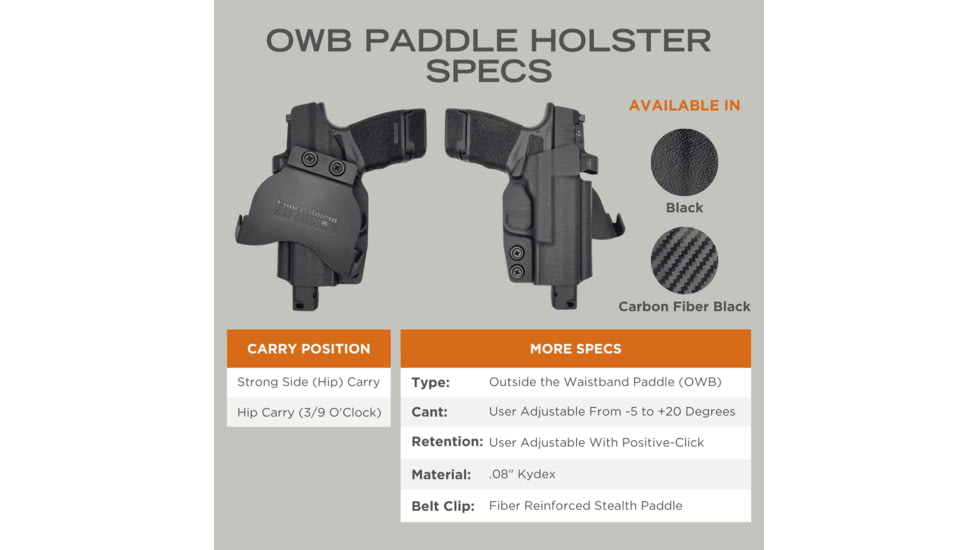 Rounded OWB Kydex Holster for Ruger RXM, Right Hand, Carbon Fiber Black, RGR-RXM-CF-RH-OWBPDL