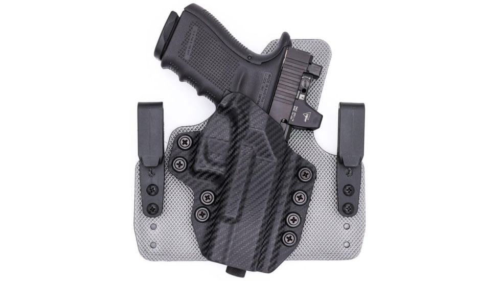 Rounded Tuckable IWB KYDEX/Padded Wide Hybrid Holster, Heckler &amp; Koch VP9 /VP9SK /VP9L, Left Hand, Carbon Fiber, HKH-VP9-CF-LH-WDFOAM